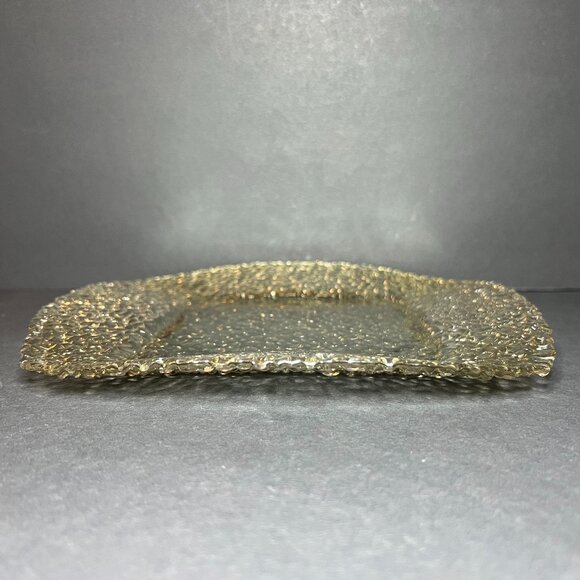 Vintage Vetropuro Turkish Peach Amber Pebbled Glass Square Salad Plate Dish 8.5" - Picture 3 of 5